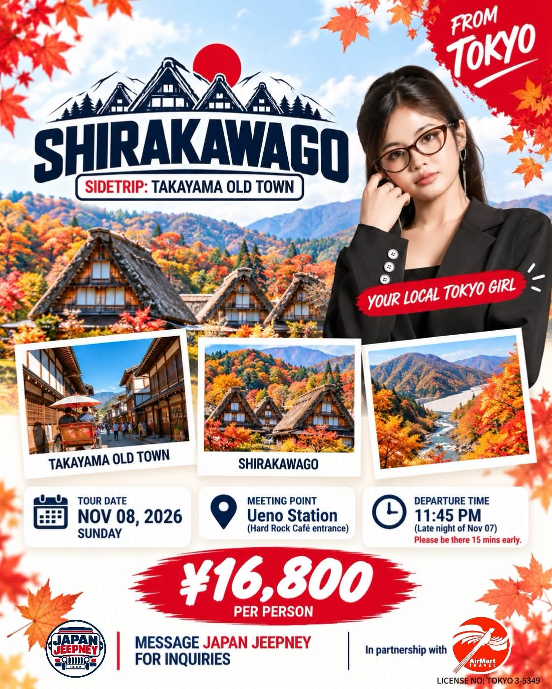 Shirakawago autumn trip poster